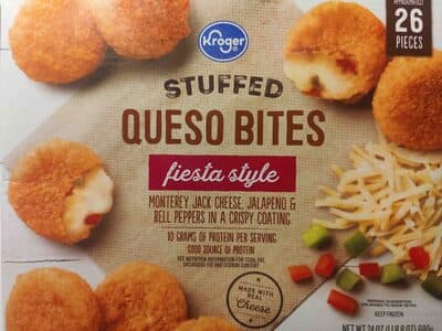 FIESTA STYLE STUFFED QUESO BITES MONTEREY JACK CHEESE, JALAPENO & BELL PEPPERS IN A CRISPY COATING, FIESTA STYLE