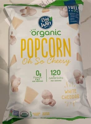 WHITE CHEDDAR ORGANIC POPCORN, WHITE CHEDDAR