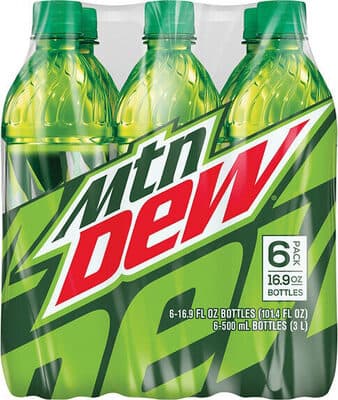 Mtn Dew Soda (6 - 16.9 Fluid Ounce) 101.4 Fluid Ounce 6 Pack Plastic Bottles