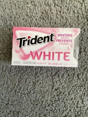 TRIDENT WHITE GUM MINTY BUBBLE SUGAR FREE1X16 PC