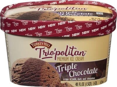 TRIPLE CHOCOLATE A TRIO OF MILK, DARK AND CHOCOLATE PREMIUM ICE CREAM, TRIPLE CHOCOLATE