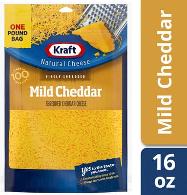 KRAFT, FINELY SHREDDED CHEESE, MILD CHEDDAR, MILD CHEDDAR