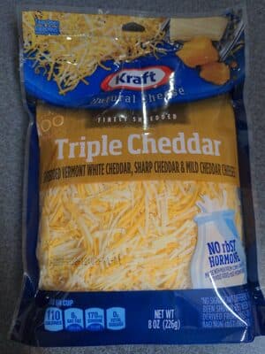 TRIPLE CHEDDAR SHREDDED VERMONT WHITE CHEDDAR, SHARP CHEDDAR & MILD CHEDDAR CHEESES, TRIPLE CHEDDAR