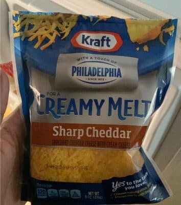 SHARP SHREDDED CHEDDAR CHEESE WITH CREAM CHEESE, SHREDDED CHEDDAR