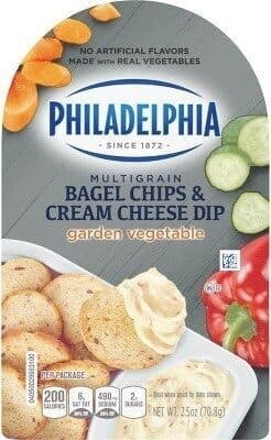 MULTIGRAIN BAGEL CHIPS & CREAM CHEESE DIP, GARDEN VEGETABLE