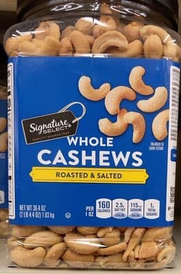 ROASTED & SALTED WHOLE CASHEWS, ROASTED & SALTED