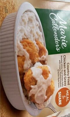 COUNTRY FRIED CHICKEN AND GRAVY BREADED WHITE MEAT CHICKEN PATTY WITH CREAMY MASHED POTATOES & HOME-STYLE GRAVY, COUNTRY FRIED CHICKEN AND GRAVY