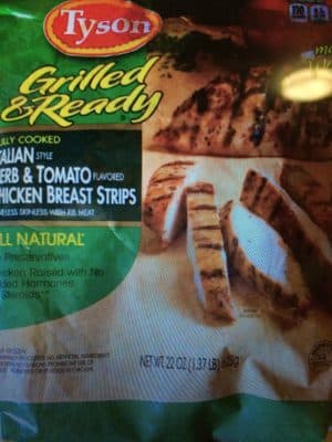 TYSON, ITALIAN STYLE CHICKEN BREAST STRIPS, HERB & TOMATO