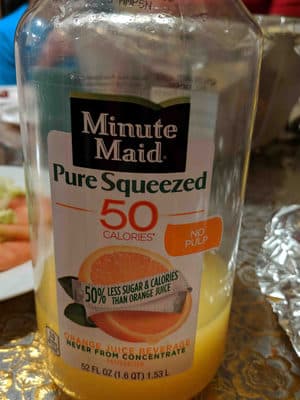 ORANGE JUICE BEVERAGE, NO PULP