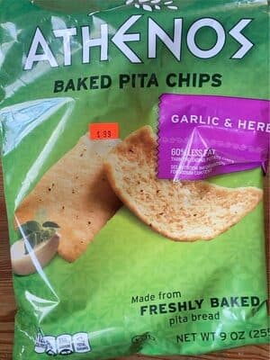 ROASTED GARLIC & HERB BAKED PITA CHIPS, ROASTED GARLIC & HERB