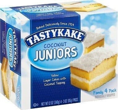 TASTYKAKE, JUNIORS YELLOW LAYER CAKES WITH COCONUT TOPPING