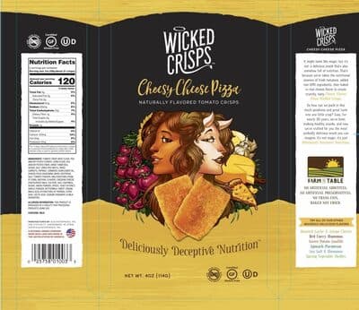 CHEESY CHEESE PIZZA FLAVORED TOMATO CRISPS, CHEESY CHEESE PIZZA