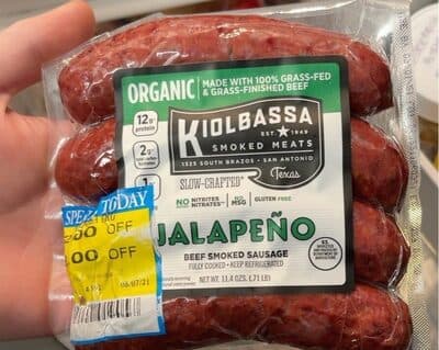 ORGANIC SMOKED MEATS JALAPEO BEEF SMOKED SAUSAGE, JALAPEO; BEEF