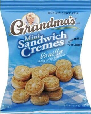 Grandma's Mini Sandwich Cremes Vanilla Cookies 2.12 Ounce Plastic Bag