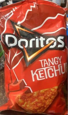 TANGY KETCHUP FLAVORED TORTILLA CHIPS, KETCHUP
