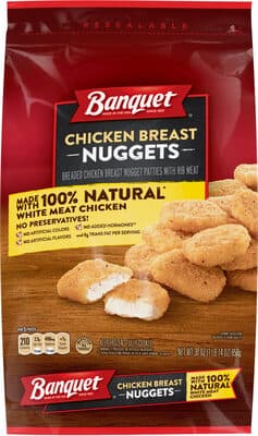 BREADED CHICKEN BREAST NUGGET PATTIES WITH RIB MEAT, CHICKEN BREAST