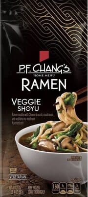 RAMEN VEGGIE SHOYU NOODLES WITH YU CHOY, MUSHROOMS, AND SCALLIONS IN A MUSHROOM FLAVORED BROTH, RAMEN VEGGIE SHOYU