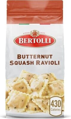 BUTTERNUT SQUASH FILLED RAVIOLI IN A BUTTER & SAGE SAUCE, BUTTERNUT SQUASH
