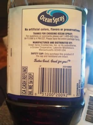 OCEAN SPRAY, BLUEBERRY JUICE COCKTAIL, BLUEBERRY