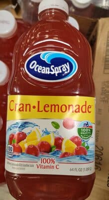 OCEAN SPRAY, CRAN LEMONADE, CRANBERRY LEMONADE WITH ANOTHER JUICE FROM CONCENTRATE, CRANBERRY