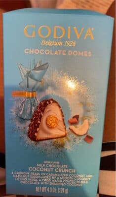 MILK CHOCOLATE COCONUT CRUNCH CHOCOLATE DOMES, MILK CHOCOLATE COCONUT CRUNCH