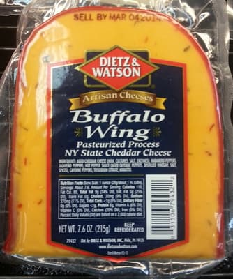 DIETZ & WATSON, PASTEURIZED PROCESS NY STATE CHEDDAR CHEESE, BUFFALO WING
