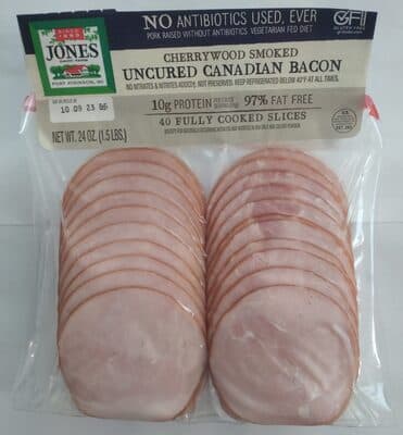 CHERRYWOOD SMOKED UNCURED CANADIAN BACON, CHERRYWOOD SMOKED