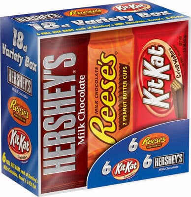 HERSHEY'S CHOCOLATE CANDY ASSORTMENT, 18 COUNT, 27.3 OZ
