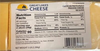 AMERICAN PASTEURIZED PROCESSED CHEESE SLICE, AMERICAN