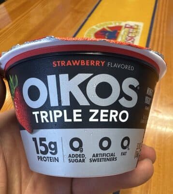 STRAWBERRY FLAVOR TRIPLE ZERO BLENDED GREEK NONFAT YOGURT, STRAWBERRY