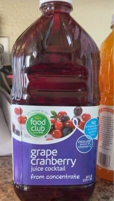 GRAPE CRANBERRY JUICE COCKTAIL FROM CONCENTRATE, GRAPE CRANBERRY