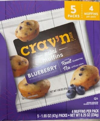 BLUEBERRY FLAVORED MINI MUFFINS, BLUEBERRY