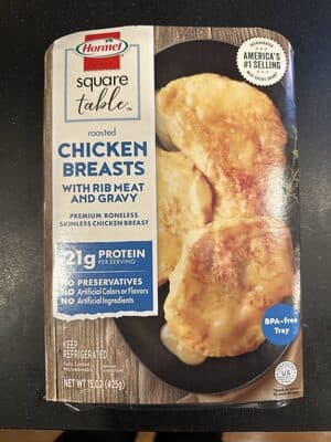 ROASTED CHICKEN BREASTS & GRAVY WITH RIB MEAT, CHICKEN BREASTS