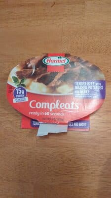 BEEF TIPS & GRAVY WITH MASHED POTATOES TENDER BEEF TIPS WITH MASHED POTATOES AND BROWN GRAVY, BEEF TIPS & GRAVY WITH MASHED POTATOES