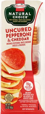 UNCURED PEPPERONI, WHITE CHEDDAR CHEESE & CRACKERS, UNCURED PEPPERONI & CHEDDAR
