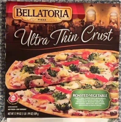 ROASTED VEGETABLE TOPPED WITH MOZZARELLA, PARMESAN & ASIAGO CHEESE, RICH ITALIAN SAUCE, ROASTED GREEN AND RED PEPPERS, BROCCOLI, RED ONIONS, ARTICHOKES & ITALIAN SPICES ULTRA THIN CRUST CRISPY PIZZA