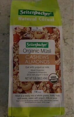 CASHEWS ALMONDS ORGANIC MUSLI CEREAL, CASHEWS ALMONDS