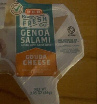 GENOA SALAMI WITH GOUDA CHEESE & DARK CHOCOLATE ALMONDS & PRETZELS, GENOA SALAMI