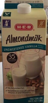 UNSWEETENED VANILLA FLAVORED ALMONDMILK, UNSWEETENED VANILLA