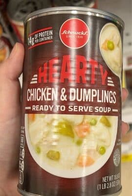 CHUNKY CHICKEN & DUMPLINGS READY TO SERVE SOUP, CHICKEN & DUMPLINGS