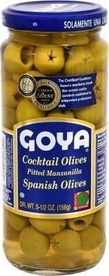 COCKTAIL OLIVES, PITTED MANZANILLA SPANISH OLIVES