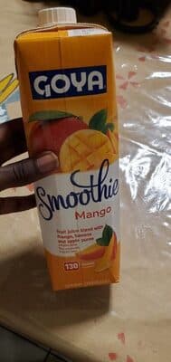 MANGO FRUIT JUICE SMOOTHIE BLEND WITH MANGO, BANANA AND APPLE PUREE AND OTHER JUICES FROM CONCENTRATE, MANGO