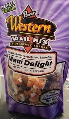 MAUI DELIGHT WESTERN TRAIL MIX HIGH ENERGY SNACKS, MAUI DELIGHT