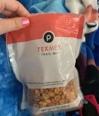 TEX MEX TRAIL MIX SPICY PEANUTS, CAJUN CORN NUGGETS, SPICY SESAME STICKS, CAJUN CORN STICKS, TEX MEX