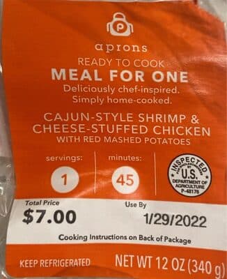 CAJUN-STYLE SHRIMP & CHEESE-STUFFED CHICKEN WITH RED MASHED POTATOES MEAL FOR ONE, CAJUN-STYLES SHRIMP & CHEESE-STUFFED CHICKEN WITH RED MASHED POTATOES