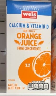 WEIS, 100% ORANGE JUICE