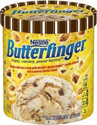 VANILLA LIGHT ICE CREAM WITH CANDY PIECES AND A PEANUT BUTTER SWIRL, PEANUT BUTTER SWIRL