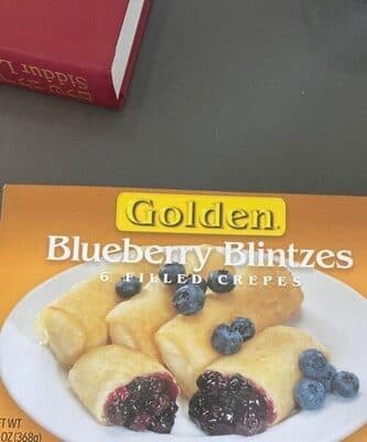 BLUEBERRY BLINTZES 6 FILLED CREPES, BLUEBERRY