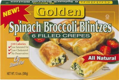 FILLED CREPES SPINACH BROCCOLI BLINTZES, SPINACH; BROCCOLI