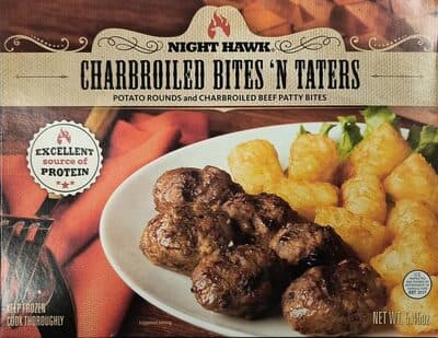 CHARBROILED BITES 'N TATERS POTATO ROUNDS AND CHARBROILED BEEF PATTY BITES, CHARBROILED BITES 'N TATERS